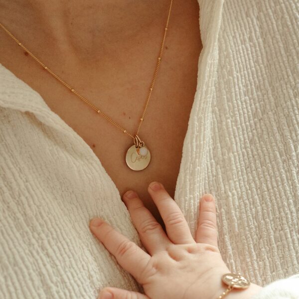 Moedermelk ketting rond met disc