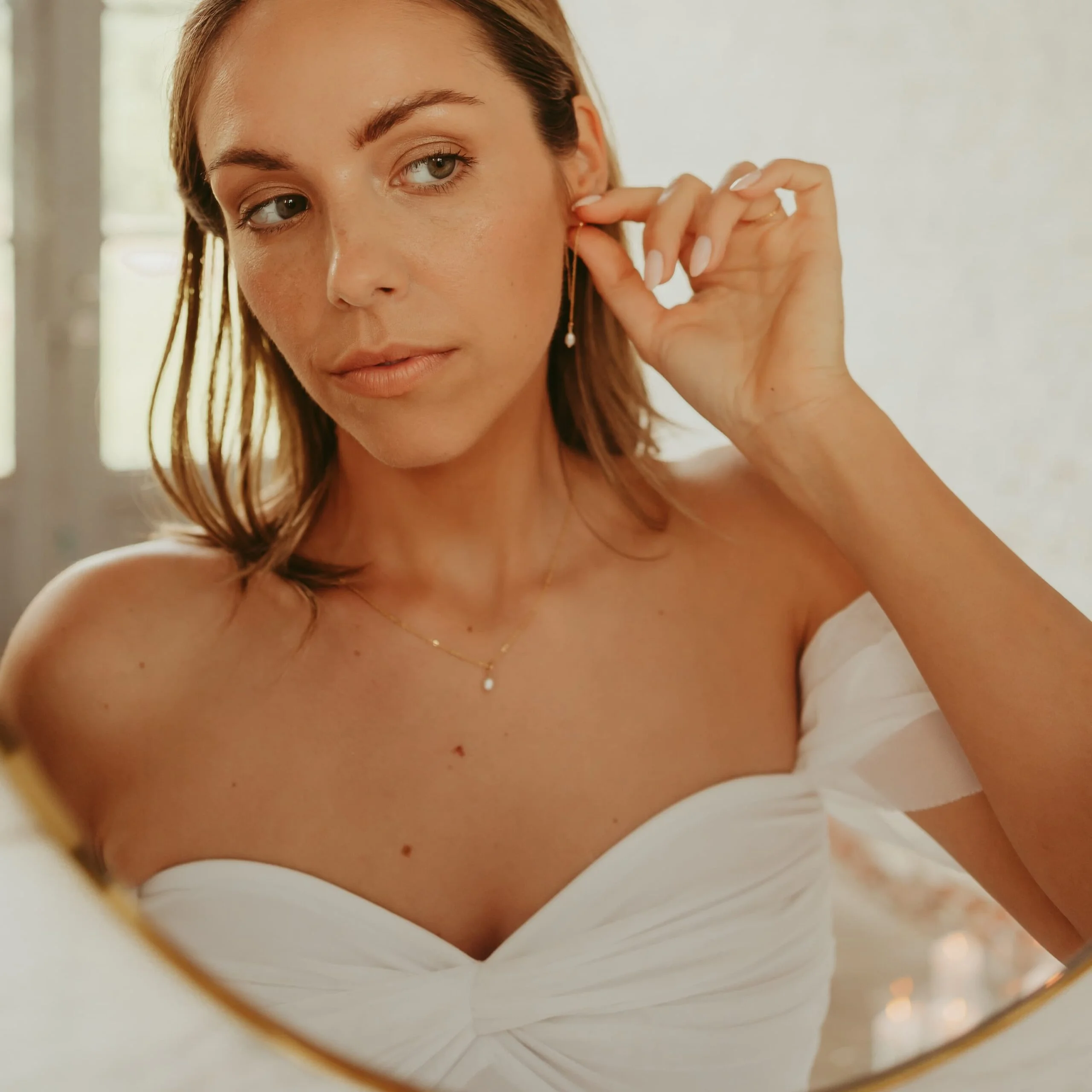 Doorsteek oorbel parel - Afbeelding 3