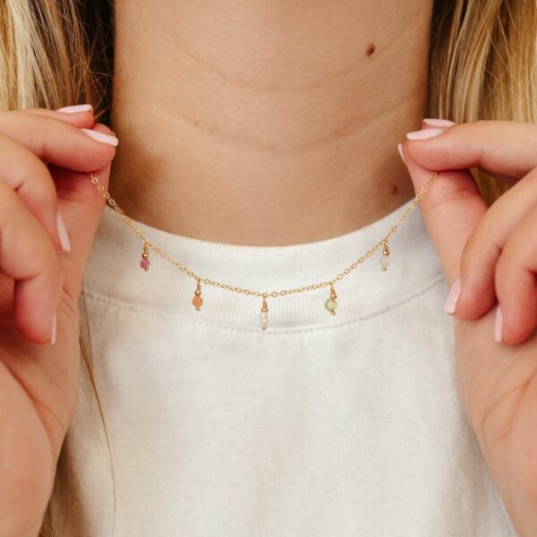 Ketting edelsteen choker (5 edelstenen)