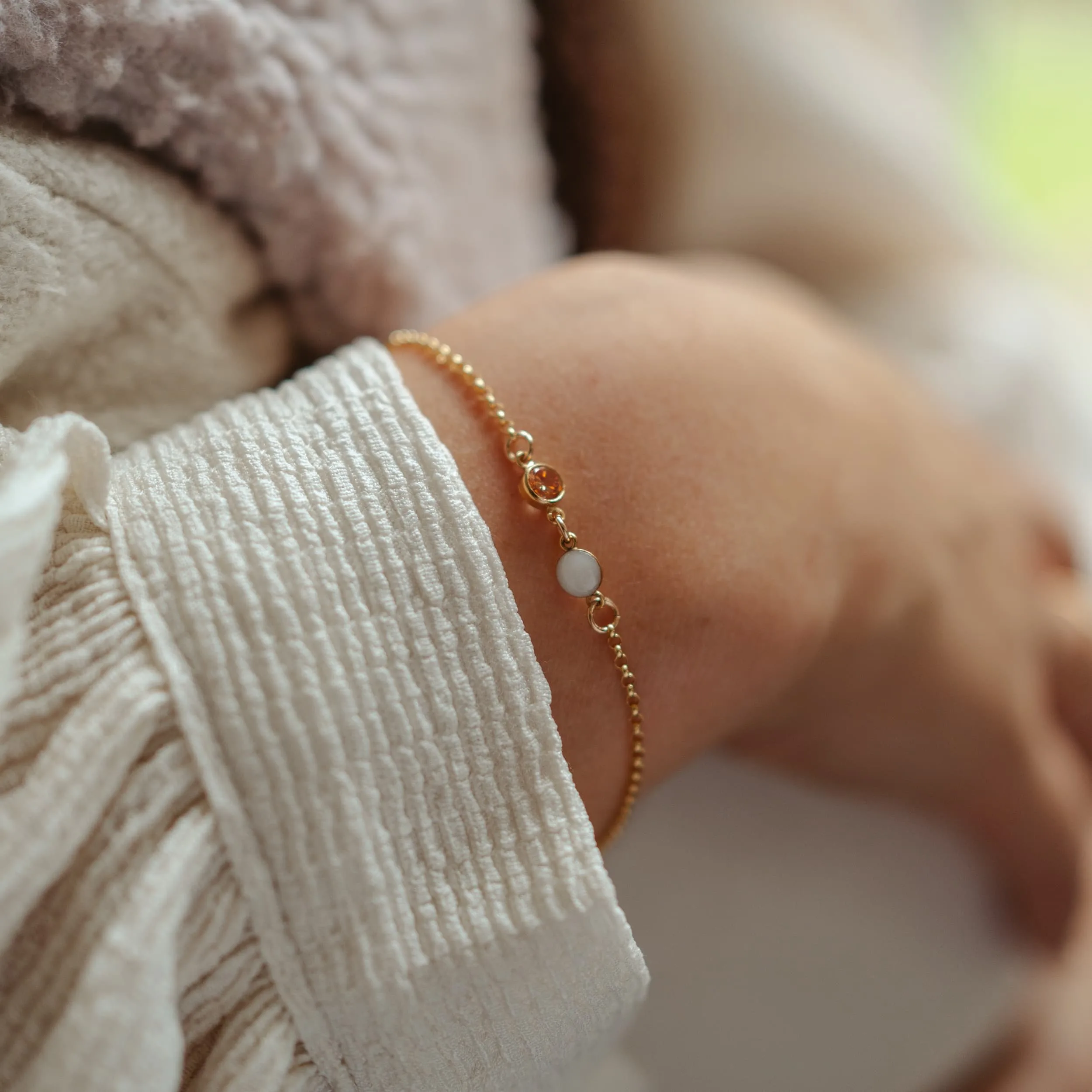 Moedermelk armband rond met geboortesteen