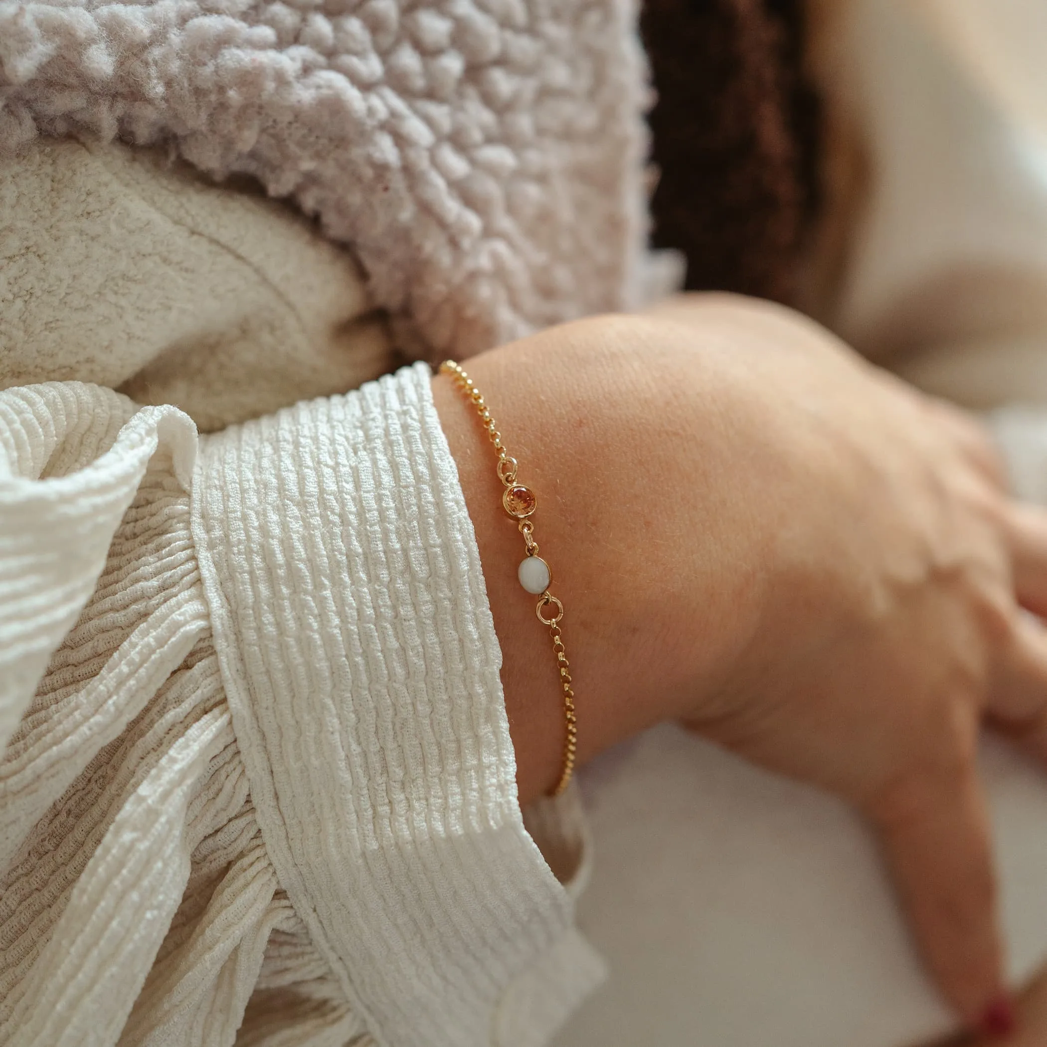 Moedermelk armband rond met geboortesteen - Afbeelding 2