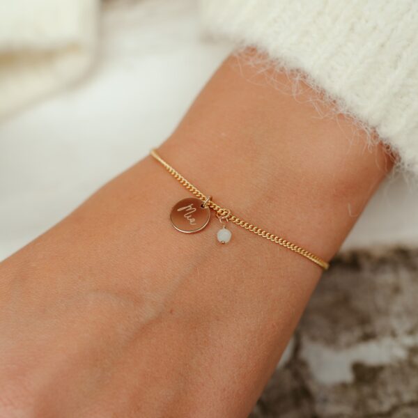 Armband hanger rond met edelsteen