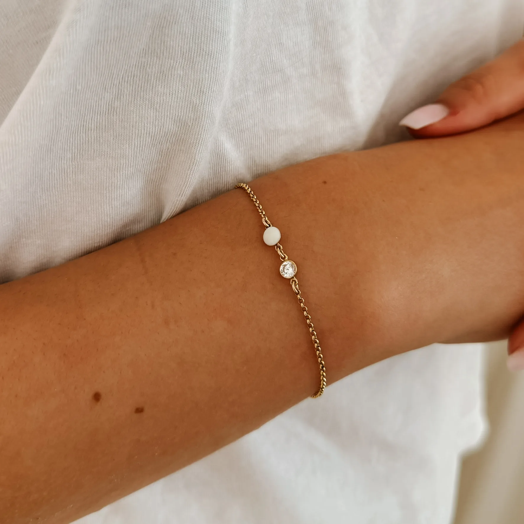 Moedermelk armband rond met geboortesteen