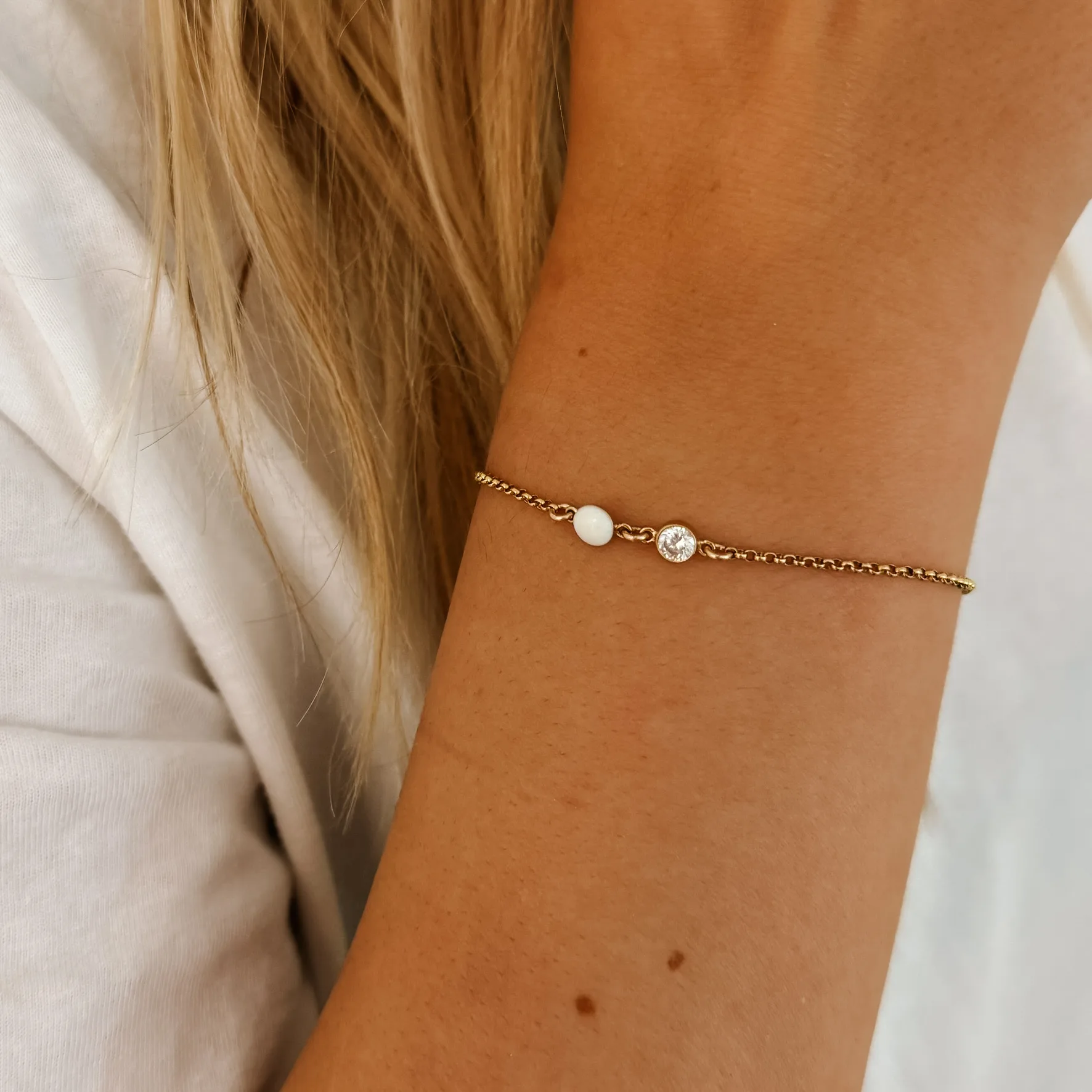 Moedermelk armband rond met geboortesteen - Afbeelding 4