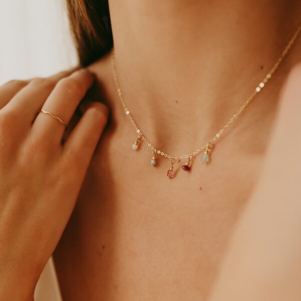 Ketting edelsteen choker (5 edelstenen)