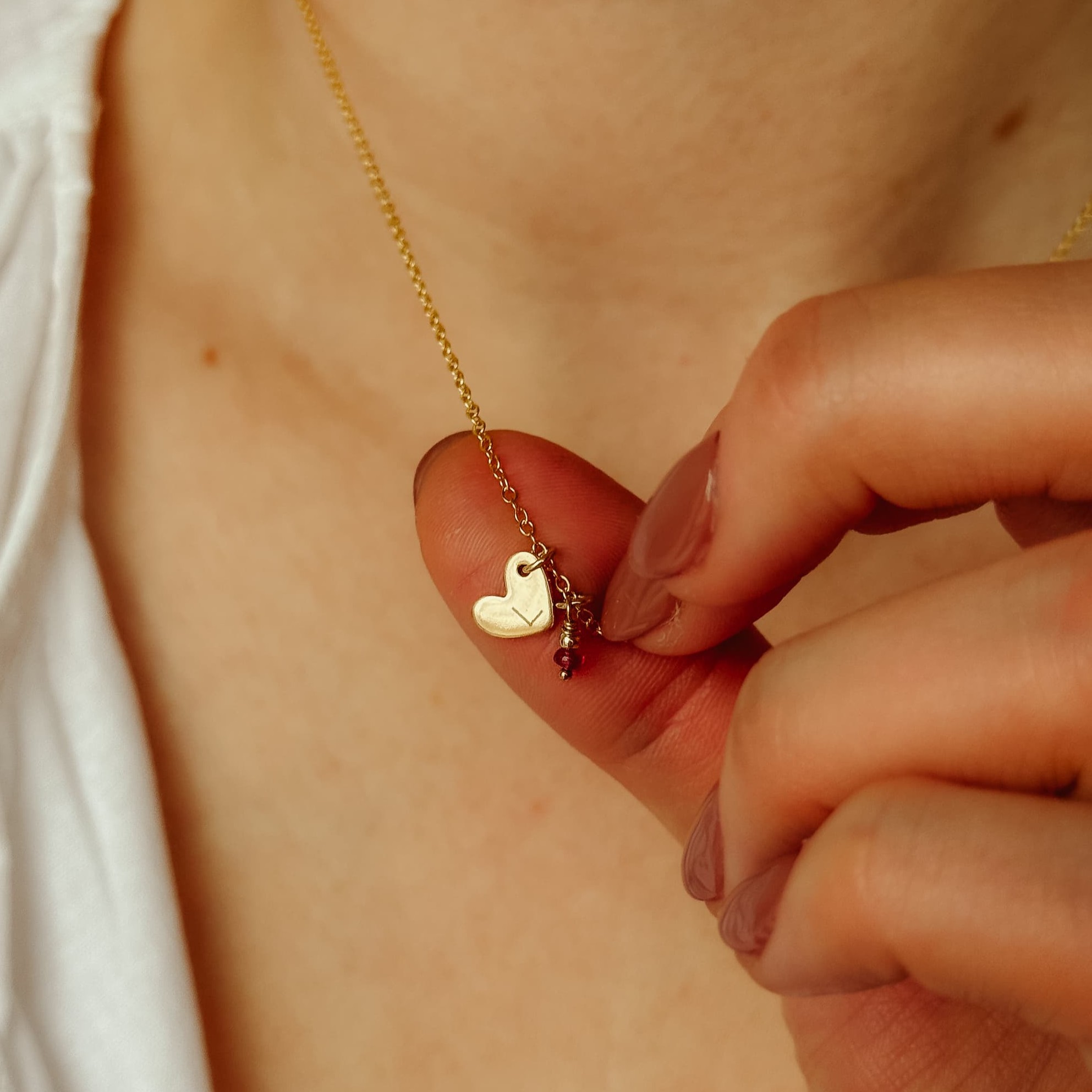 Ketting hartje met robijn - Afbeelding 4