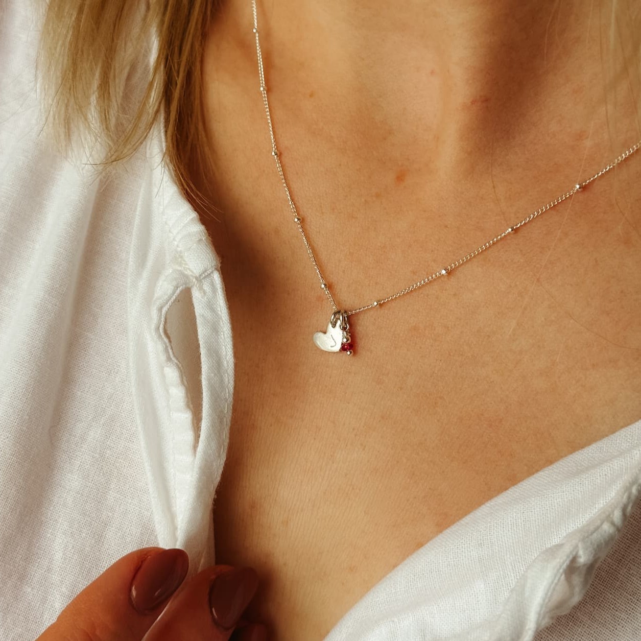 Ketting hartje met robijn - Afbeelding 2