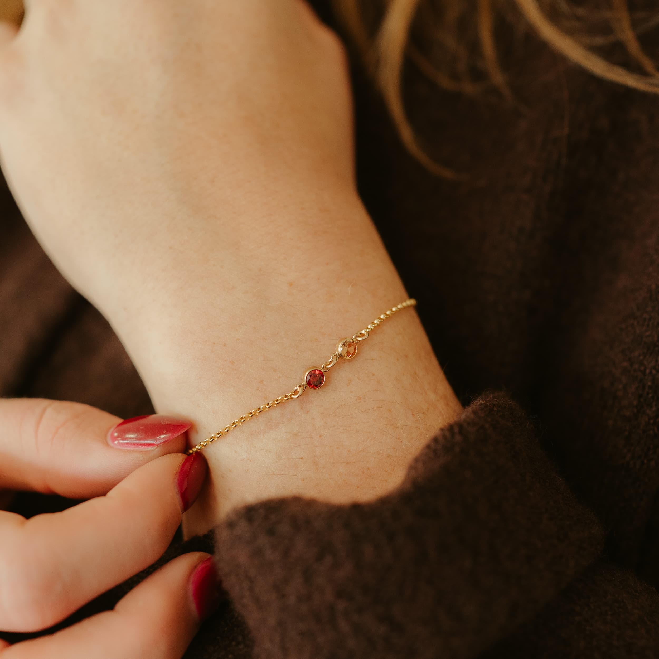 Armband dubbele geboortesteen