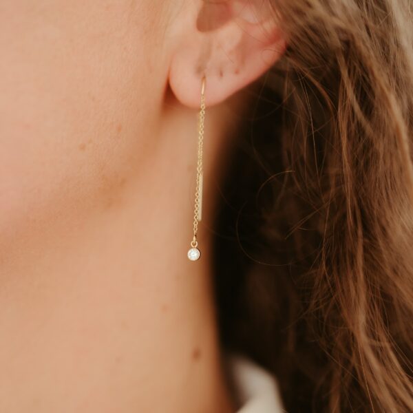 Doorsteek oorbel geboortesteen