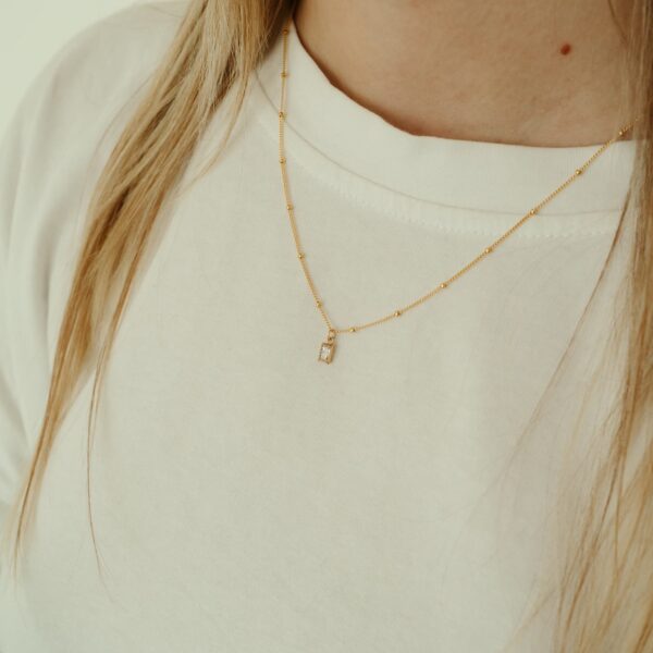 Ketting geboortesteen rechthoek